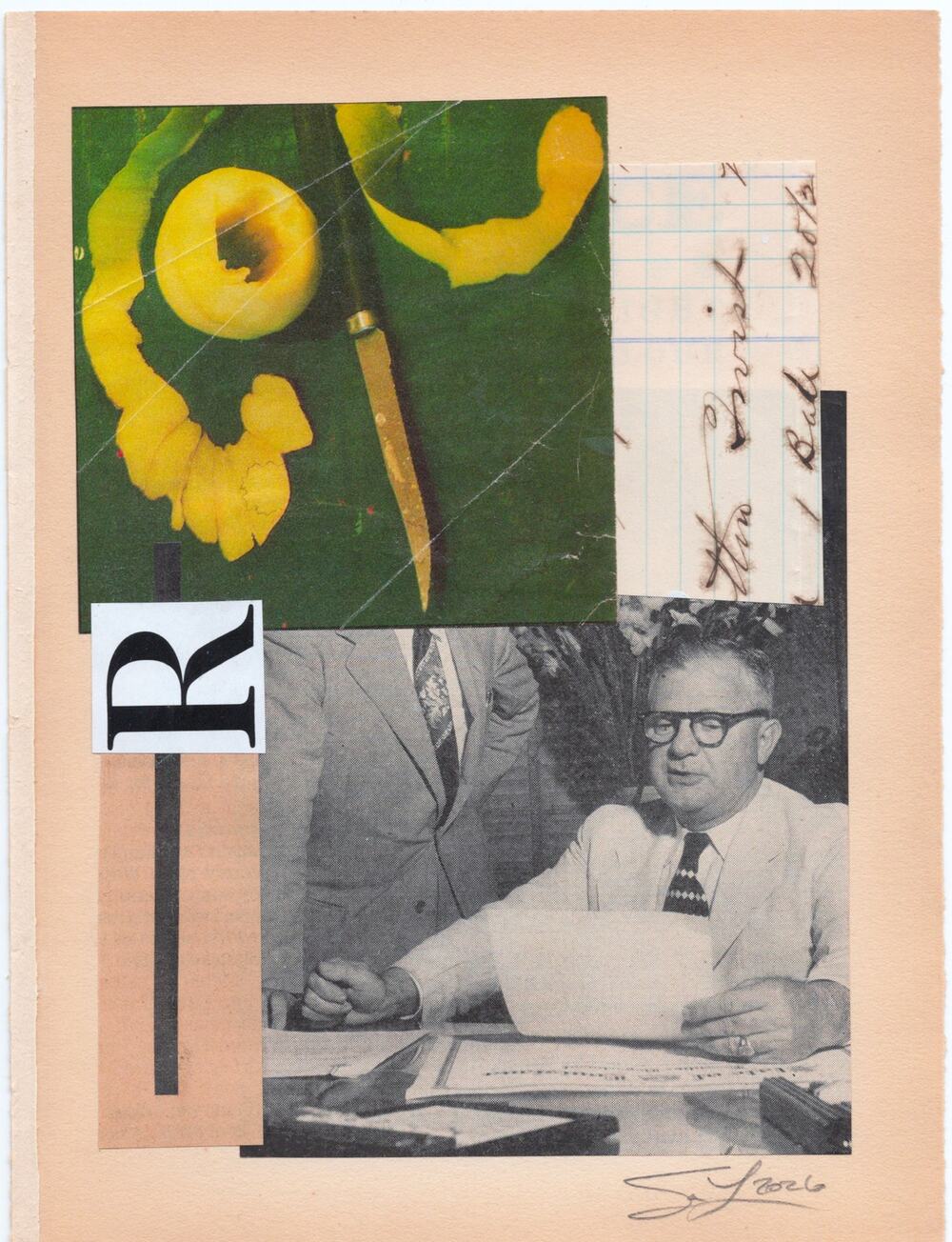 Original Mixed Media Modern Art Collage "Pridian" 5.75x7.5" Signed